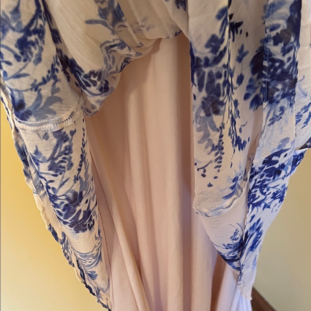 Calvin Klein Cream Blue Midi Dress size 6 simple BoHo pleated cottagecore - Picture 13 of 13